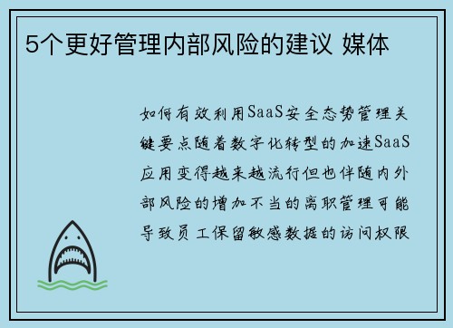 5个更好管理内部风险的建议 媒体